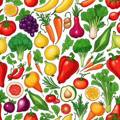 A vivid set of colorful vegetable icons, showcasing the diversity of fresh produce