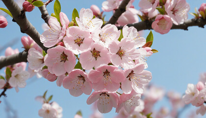 pink blossom in spring with blue sky