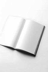 Mockup of opened blank square book at white paper background
