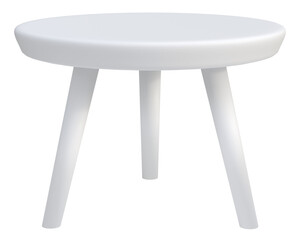 White table or stool for product presentation isolated on transparent background