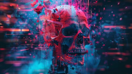 digital death glitching into oblivion - obrazy, fototapety, plakaty
