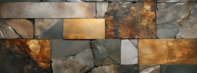 Luxurious Golden and Slate Tile Wall Textures for Modern Design