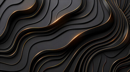 A black and gold design with a wave pattern. The design is made up of many small circles and lines