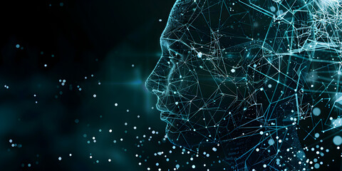 Artificial intelligence. Technology web background, artificial intelligence in the cloud, artificial intelligence in data