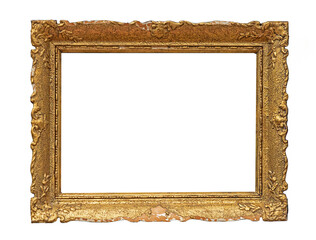 Vintage blank gold empty frame isolated on white background - 768278088