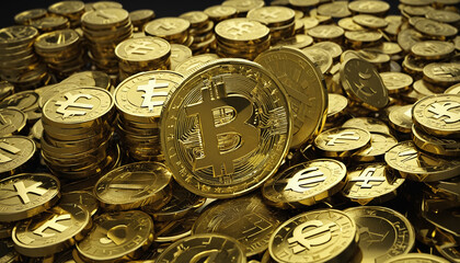 3d render, abstract financial background, gold euro symbol in the dark