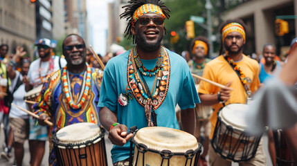 Fototapeta na wymiar Juneteenth Community Drum Procession