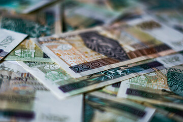 Polish banknotes as a background. 