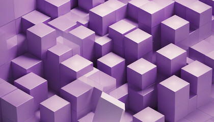 Geometric composition with purple cubes, 3d render
