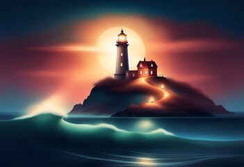 A lighthouse on a distant island