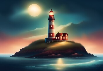 A lighthouse on a distant island