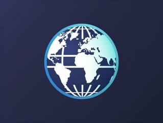 Globe web icon. World map,blue background