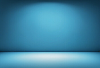 Blue abstract background. Smooth blue gradient texture background. Bright blue gradient wall. Studio light. Soft empty studio background. Simple backdrop. Bright gradient pattern for background.