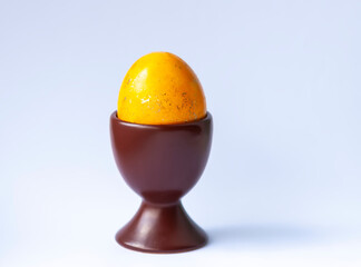 Colored egg. Traditional Easter food and decoration.