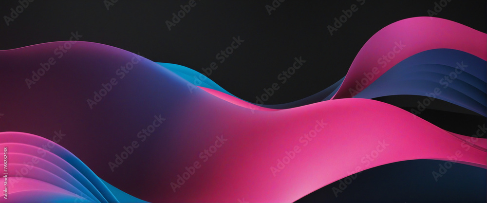Poster magenta pink blue black abstract color gradient wave background grainy texture banner website header
