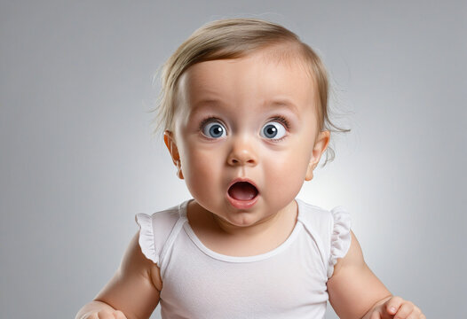 surprised or shocked cute little baby amazed of surprise 