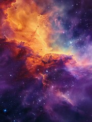 Nebula close-up in deep space, vivid colors, star formation, macro lens, centered focus, ethereal lighting - obrazy, fototapety, plakaty
