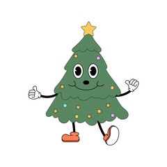 Retro Christmas Tree Kawaii