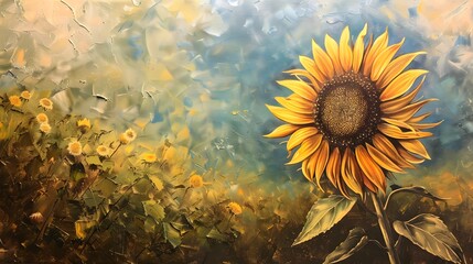 Sunflower Oil Painting - obrazy, fototapety, plakaty