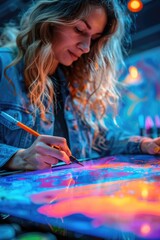 A graphic designer working on a digital tablet