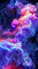 Fototapeta premium Mesmerizing abstract amoled 3d background. Abstract glowing fluid abstract.