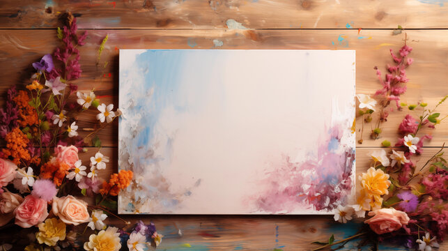 Empty canvas with flowers