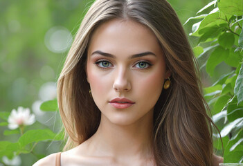 Fototapeta premium pretty girl with long hair