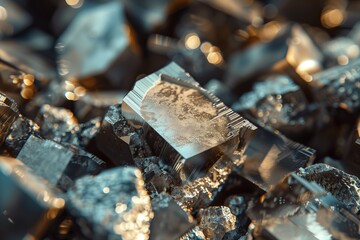 chunks of magnetic alloys and crystals - obrazy, fototapety, plakaty