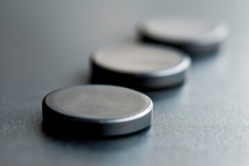 rows of dark silver fridge magnets