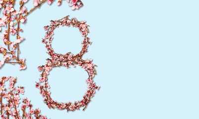 International happy Women's Day with fresh flowers