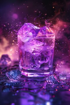 Bright purple lavender drink. Dynamic advertising image for menu, magazine