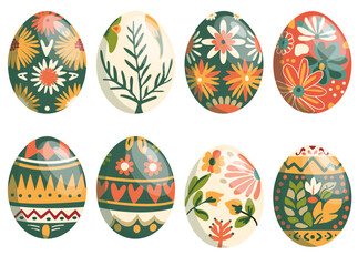 Hand drawn easter day eggs set