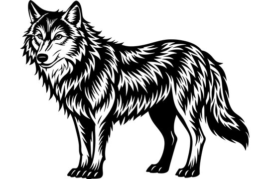 recommend clip art: A realistic Wolf silhouette  vector art illustration