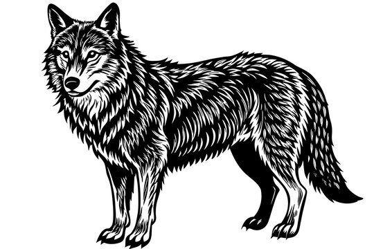 recommend clip art: A realistic Wolf silhouette  vector art illustration