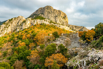 Termessos ancient city the amphitheatre. Termessos is one of Antalya -Turkey's most outstanding archaeological sites. Despite the long siege, Alexander the Great could not capture the ancient city.