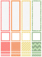 Retro colors, planner stickers sheet PNG with transparent background. Ideal to cut in Cricut, Silhouette or similar machines. Designed for classic Happy Planner size. 6.75 x 9.25 inches.