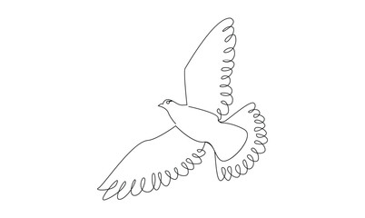 Vector continuous one simple single abstract line drawing of pigeon bird isolated on a white background
