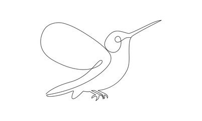 Vector continuous one simple abstract line drawing of humming bird isolated on a white background
