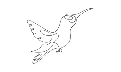 Vector continuous one simple abstract line drawing of humming bird isolated on a white background
