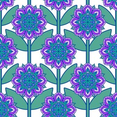 Cartoon summer retro seamless flower pattern for wrapping paper and fabrics and spring packaging and kids print