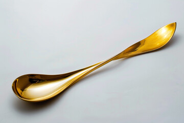 Uniquely designed golden spoon set against a pure white canvas for striking contrast.