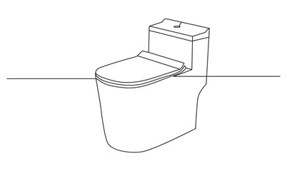 Vector one continuous line drawing of flush toilet concept of hyginic sanitization
