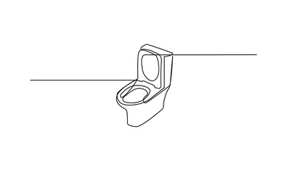 Vector one continuous line drawing of flush toilet concept of hyginic sanitization
