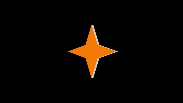 3d star four hand logo icon loopable rotated brown color animation on black background