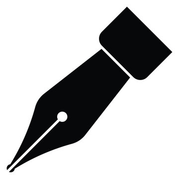 recommend clip art: Fountain pen vector icon. Old fountain pen nibs pictogram. Retro fountain nib pen tip. Calligraphy Ink Pen. Black silhouette illustration.