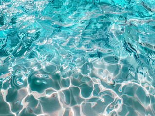 Obraz premium Turquoise blue water with ripples, tropical ocean.