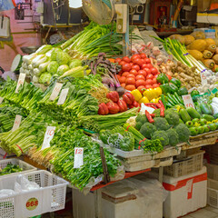 Fresh Healthy Leafy Greens Vegetables at Farmers Market Hong Kong