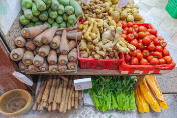 Roots Vegetables Food at Farmers Market in Hong Kong