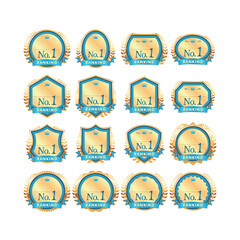 水色と金の受賞権威ランキングバッジアイコン