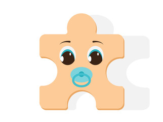 An illustration of a puzzle for babies, focusing on small children’s activities: early learning for babies, games for newbies. Vector.